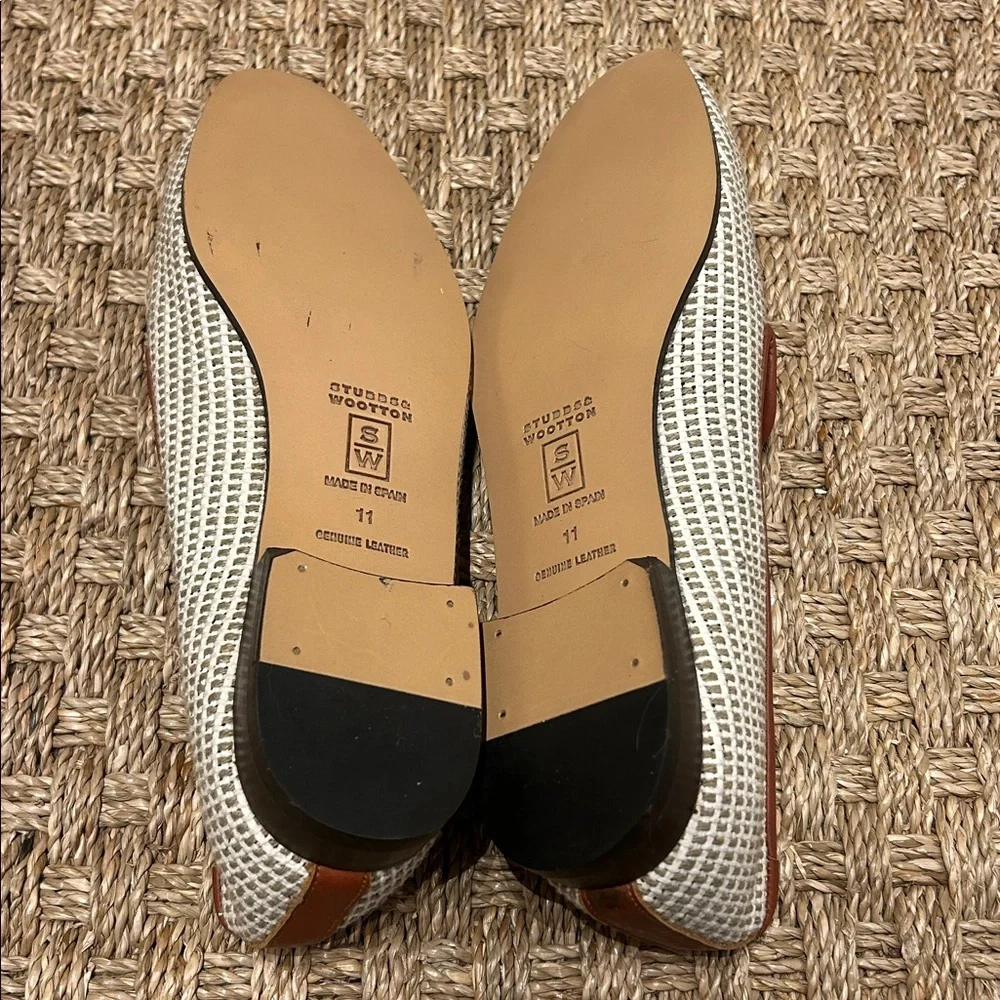NEW Stubbs & Wootton Woven Cream and Tan flats/loafers - Picture 6 of 9